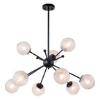 31.5" 9-Light Modern Black Sputnik Pendant Light Pineapple Glass Globe - product image 10 | Zenvolit