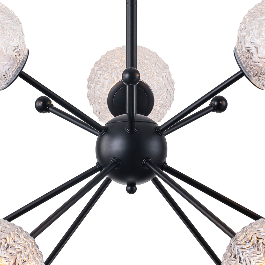 31.5" 9-Light Modern Black Sputnik Pendant Light Pineapple Glass Globe - product image 11 | Zenvolit