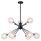 31.5" 9-Light Modern Black Sputnik Pendant Light Pineapple Glass Globe - product image 14 | Zenvolit