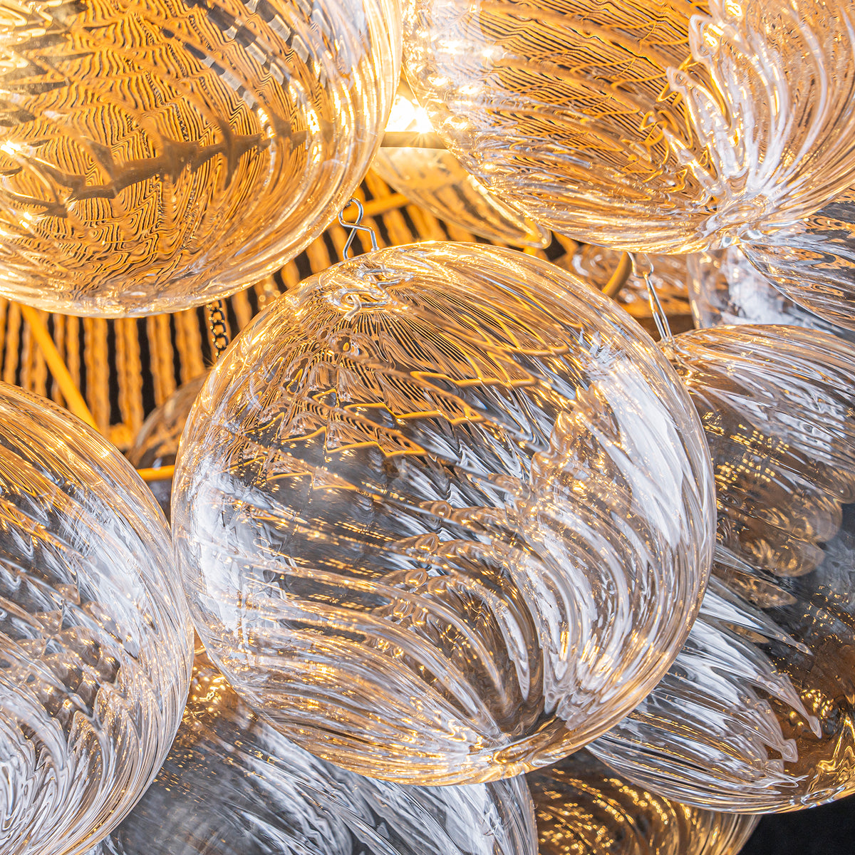 20.5" 4-Light Farmhouse Rope Chandelier Cone Shades Clear Glass Balls - product image 1 | Zenvolit