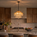 20.5" 4-Light Farmhouse Rope Chandelier Cone Shades Clear Glass Balls - product image 2 | Zenvolit