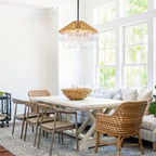 20.5" 4-Light Farmhouse Rope Chandelier Cone Shades Clear Glass Balls - product image 3 | Zenvolit