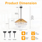 20.5" 4-Light Farmhouse Rope Chandelier Cone Shades Clear Glass Balls - product image 7 | Zenvolit