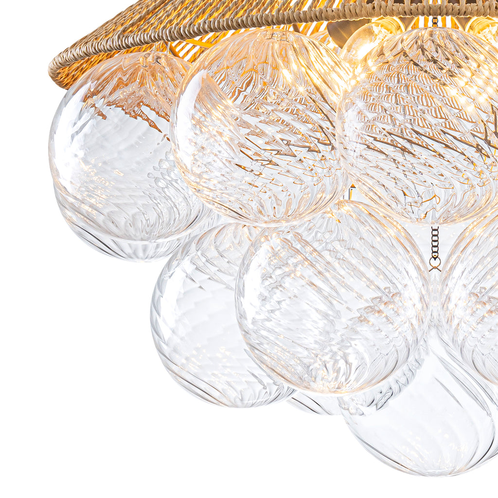 20.5" 4-Light Farmhouse Rope Chandelier Cone Shades Clear Glass Balls - product image 13 | Zenvolit