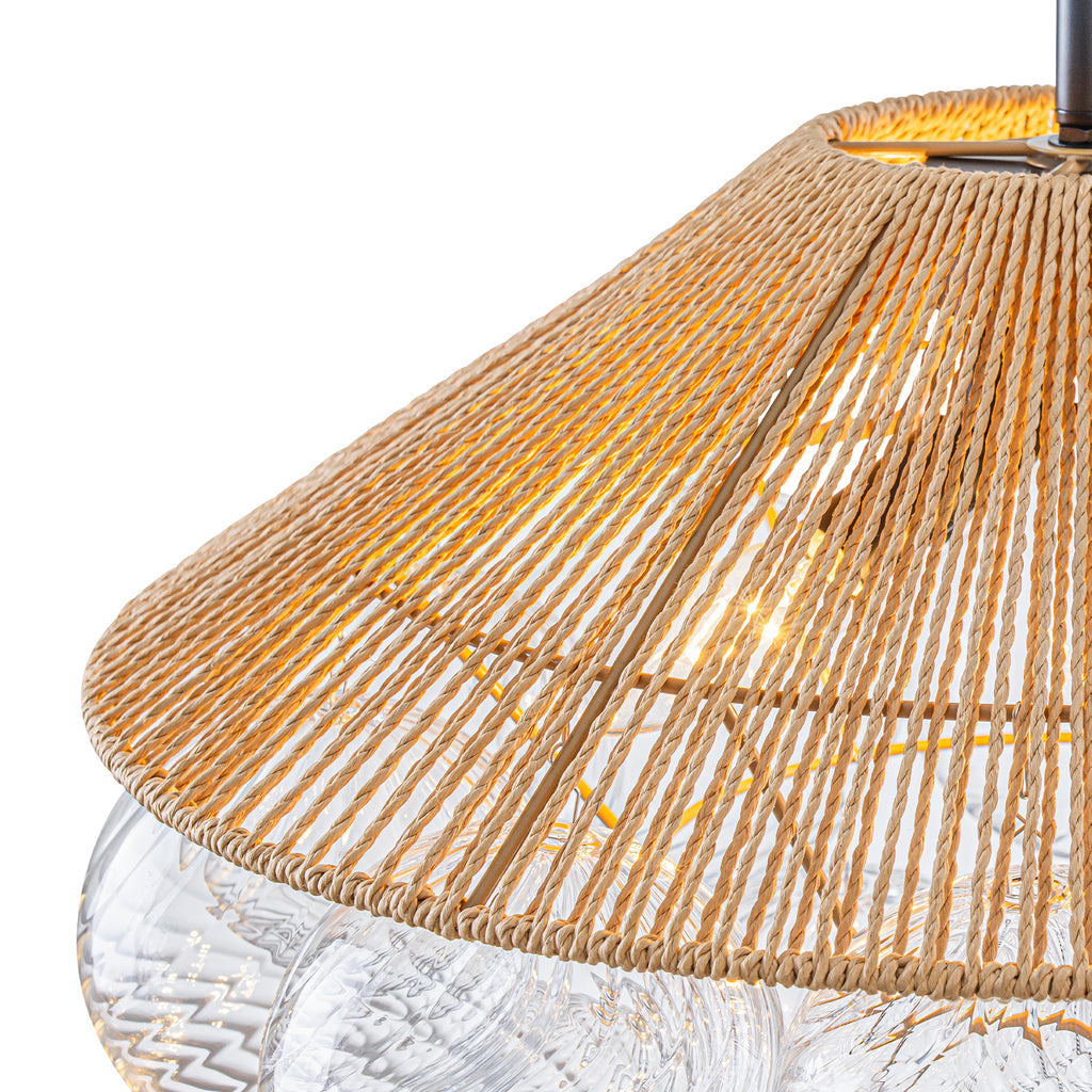 20.5" 4-Light Farmhouse Rope Chandelier Cone Shades Clear Glass Balls - product image 16 | Zenvolit