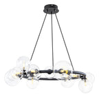 15-Light Black Ring Chandelier Industrial Modern Clear Glass Globe - product image 2 | Zenvolit