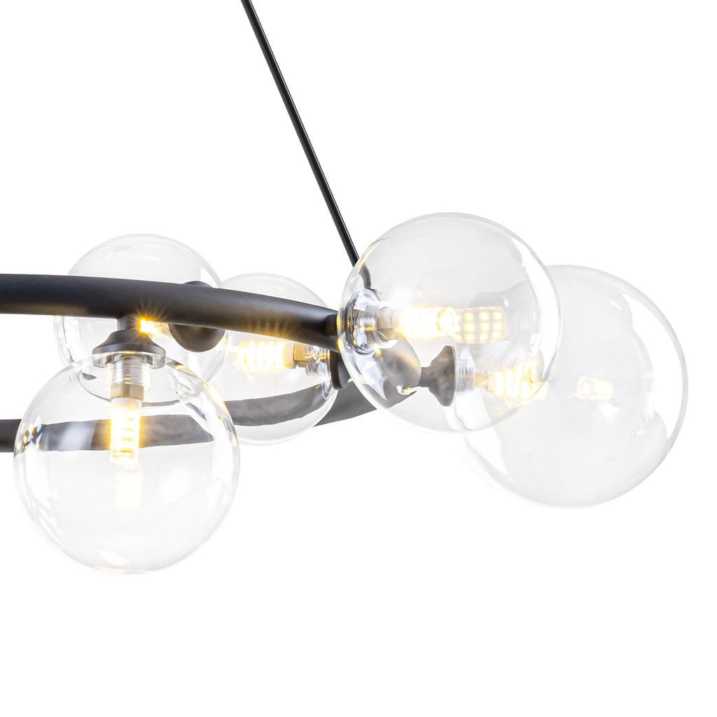 15-Light Black Ring Chandelier Industrial Modern Clear Glass Globe - product image 4 | Zenvolit