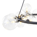 15-Light Black Ring Chandelier Industrial Modern Clear Glass Globe - product image 5 | Zenvolit