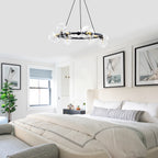 15-Light Black Ring Chandelier Industrial Modern Clear Glass Globe - product image 7 | Zenvolit