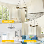 15-Light Black Ring Chandelier Industrial Modern Clear Glass Globe - product image 10 | Zenvolit
