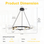 15-Light Black Ring Chandelier Industrial Modern Clear Glass Globe - product image 11 | Zenvolit