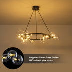 15-Light Black Ring Chandelier Industrial Modern Clear Glass Globe - product image 14 | Zenvolit