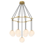 9-Light Modern Geometric Chandelier Marble Opal Glass Globes - product image 2 | Zenvolit