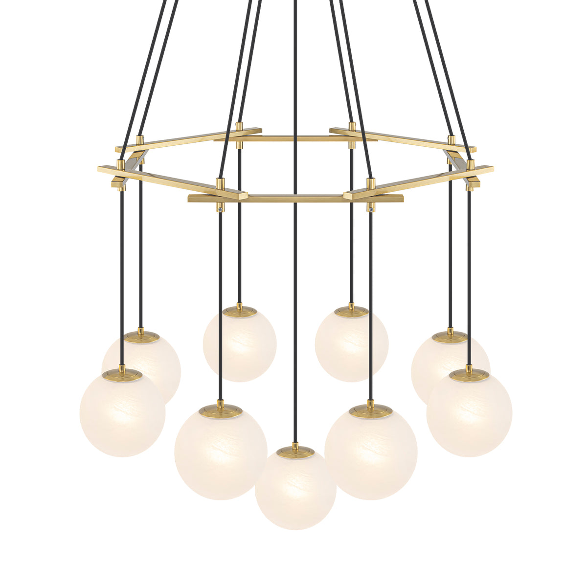 9-Light Modern Geometric Chandelier Marble Opal Glass Globes - product image 3 | Zenvolit