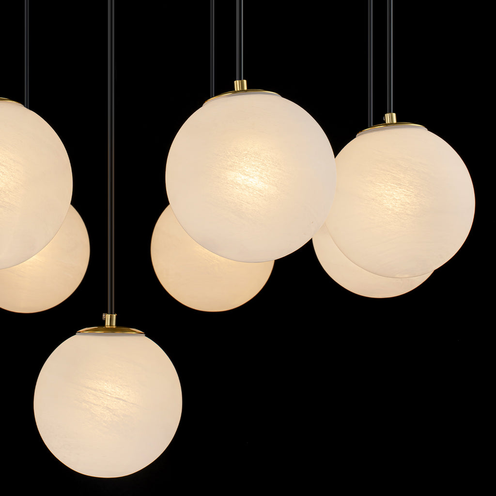 9-Light Modern Geometric Chandelier Marble Opal Glass Globes - product image 6 | Zenvolit