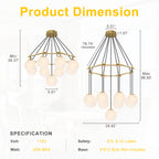 9-Light Modern Geometric Chandelier Marble Opal Glass Globes - product image 12 | Zenvolit