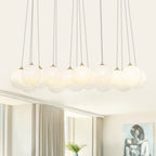 16-Light Gold Linear Cluster Pendant Light Clear to White Gradient Glass Globes - product image 1 | Zenvolit
