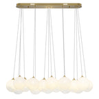 16-Light Gold Linear Cluster Pendant Light Clear to White Gradient Glass Globes - product image 2 | Zenvolit