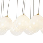 16-Light Gold Linear Cluster Pendant Light Clear to White Gradient Glass Globes - product image 3 | Zenvolit