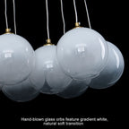 16-Light Gold Linear Cluster Pendant Light Clear to White Gradient Glass Globes - product image 4 | Zenvolit
