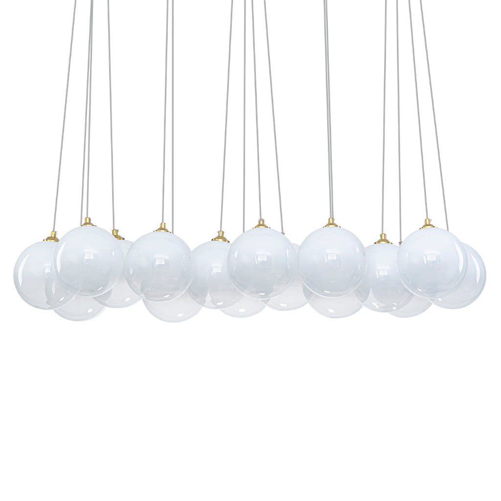 16-Light Gold Linear Cluster Pendant Light Clear to White Gradient Glass Globes - product image 5 | Zenvolit