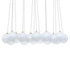 16-Light Gold Linear Cluster Pendant Light Clear to White Gradient Glass Globes - product image 5 | Zenvolit