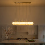 16-Light Gold Linear Cluster Pendant Light Clear to White Gradient Glass Globes - product image 6 | Zenvolit