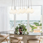 16-Light Gold Linear Cluster Pendant Light Clear to White Gradient Glass Globes - product image 7 | Zenvolit