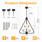 Industrial 6-Light Black & Nickel Tiered Pendant Chandelier Fixture - product image 1 | Zenvolit