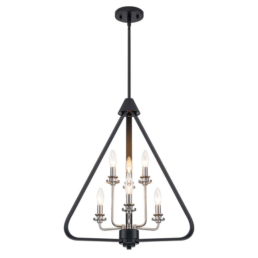 Industrial 6-Light Black & Nickel Tiered Pendant Chandelier Fixture - product image 6 | Zenvolit