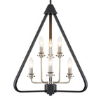 Industrial 6-Light Black & Nickel Tiered Pendant Chandelier Fixture - product image 7 | Zenvolit