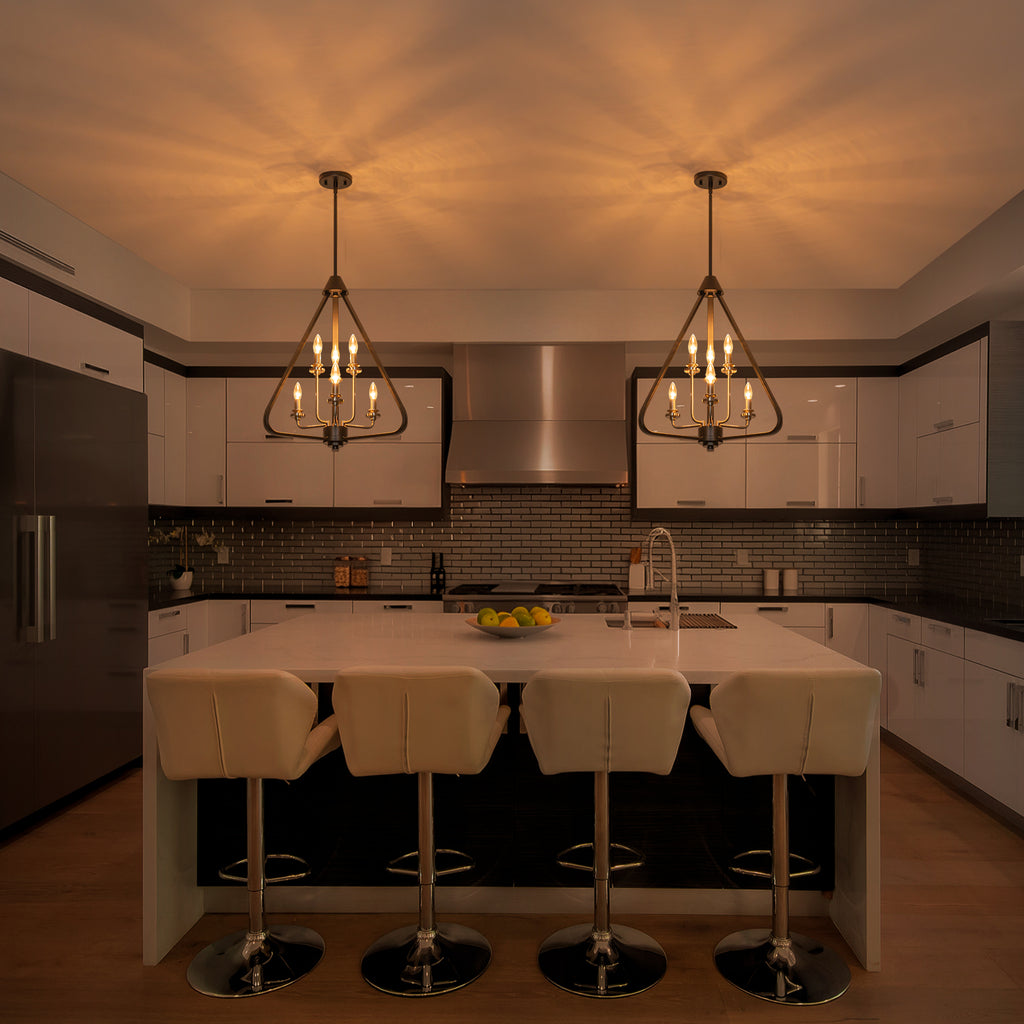 Industrial 6-Light Black & Nickel Tiered Pendant Chandelier Fixture - product image 10 | Zenvolit