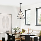 Industrial 6-Light Black & Nickel Tiered Pendant Chandelier Fixture - product image 11 | Zenvolit