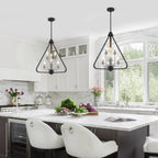 Industrial 6-Light Black & Nickel Tiered Pendant Chandelier Fixture - product image 12 | Zenvolit