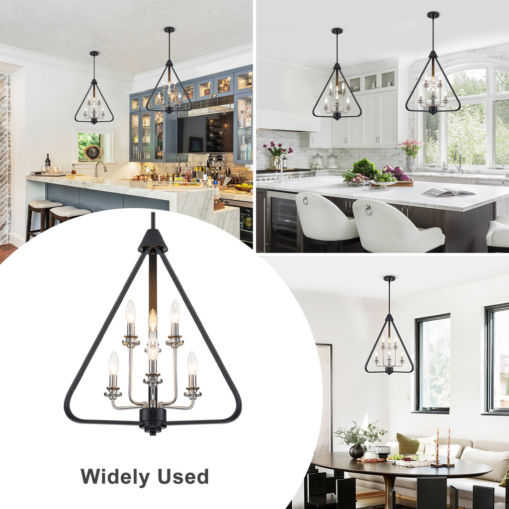 Industrial 6-Light Black & Nickel Tiered Pendant Chandelier Fixture - product image 14 | Zenvolit