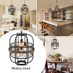 4-Light Industrial Farmhouse Black Lantern Mesh Pendant Chandelier - product image 5 | Zenvolit