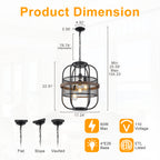 4-Light Industrial Farmhouse Black Lantern Mesh Pendant Chandelier - product image 6 | Zenvolit