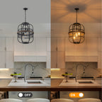 4-Light Industrial Farmhouse Black Lantern Mesh Pendant Chandelier - product image 7 | Zenvolit