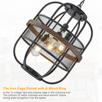 4-Light Industrial Farmhouse Black Lantern Mesh Pendant Chandelier - product image 9 | Zenvolit