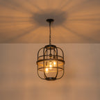 4-Light Industrial Farmhouse Black Lantern Mesh Pendant Chandelier - product image 10 | Zenvolit