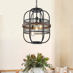 4-Light Industrial Farmhouse Black Lantern Mesh Pendant Chandelier - product image 11 | Zenvolit