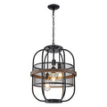 4-Light Industrial Farmhouse Black Lantern Mesh Pendant Chandelier - product image 12 | Zenvolit