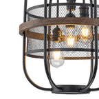 4-Light Industrial Farmhouse Black Lantern Mesh Pendant Chandelier - product image 15 | Zenvolit