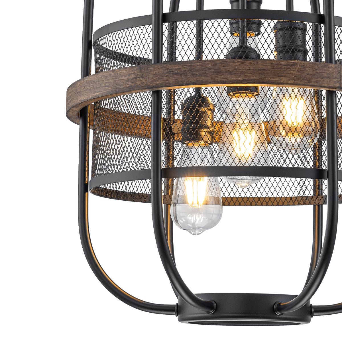 4-Light Industrial Farmhouse Black Lantern Mesh Pendant Chandelier - product image 15 | Zenvolit