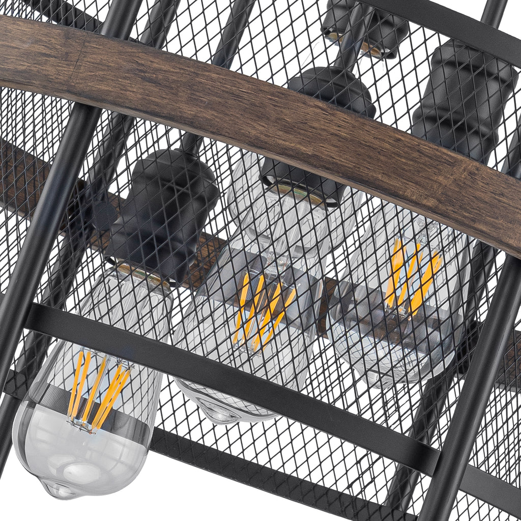 4-Light Industrial Farmhouse Black Lantern Mesh Pendant Chandelier - product image 16 | Zenvolit