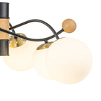 6-Light Modern Sputnik Chandelier with Wood Accents White Glass Globe - product image 11 | Zenvolit