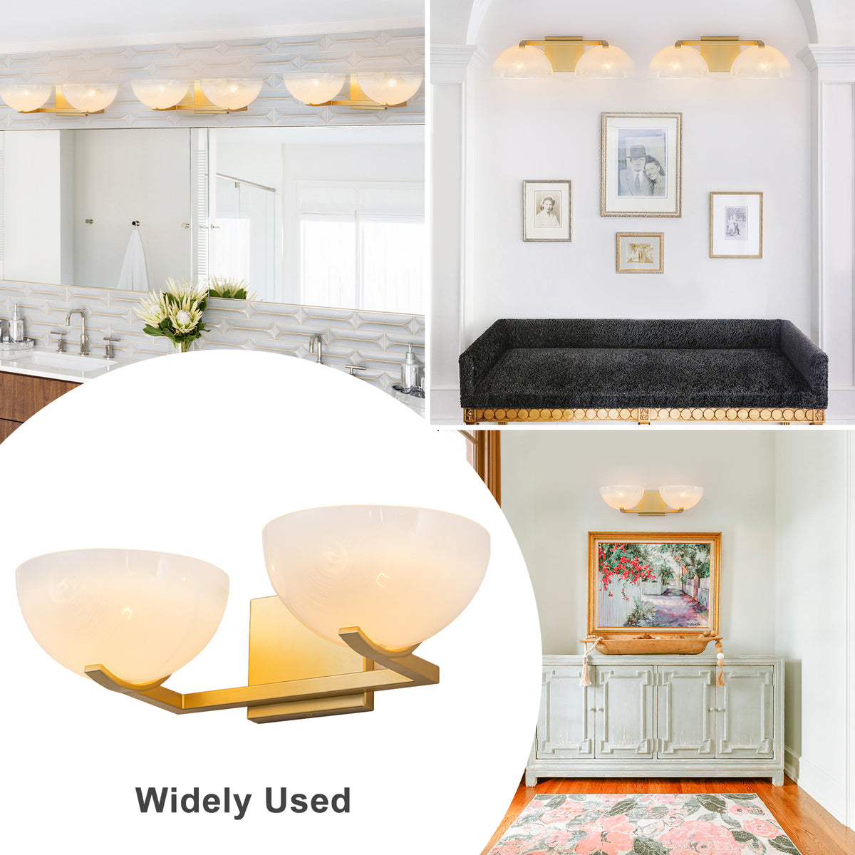 Modern Bowl-Shape Vanity Lights with Gradient White Glass Shades - product image 1 | Zenvolit
