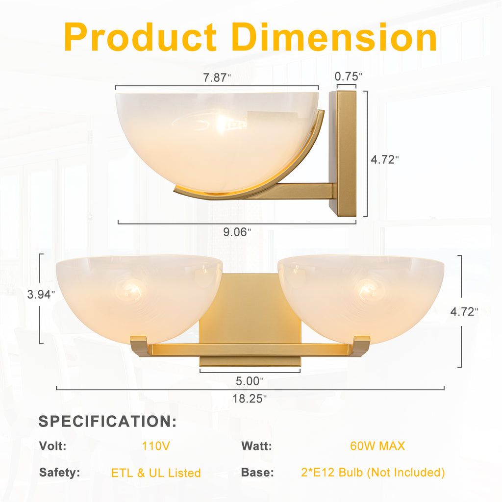 Modern Bowl-Shape Vanity Lights with Gradient White Glass Shades - product image 2 | Zenvolit