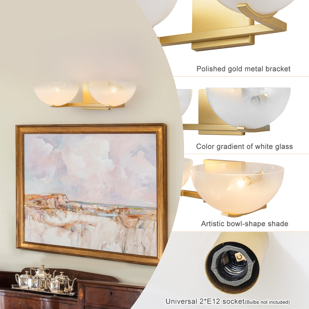 Modern Bowl-Shape Vanity Lights with Gradient White Glass Shades - product image 4 | Zenvolit