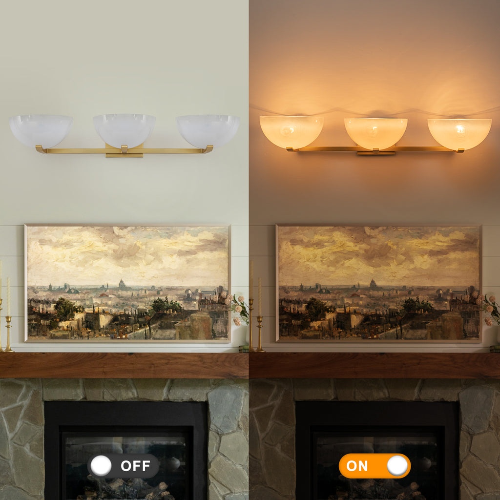 Modern Bowl-Shape Vanity Lights with Gradient White Glass Shades - product image 3 | Zenvolit